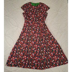 Alexia Admor Womens Size 8 Green Garden Floral Rose Midi Dress Cap Sleeve  NWT